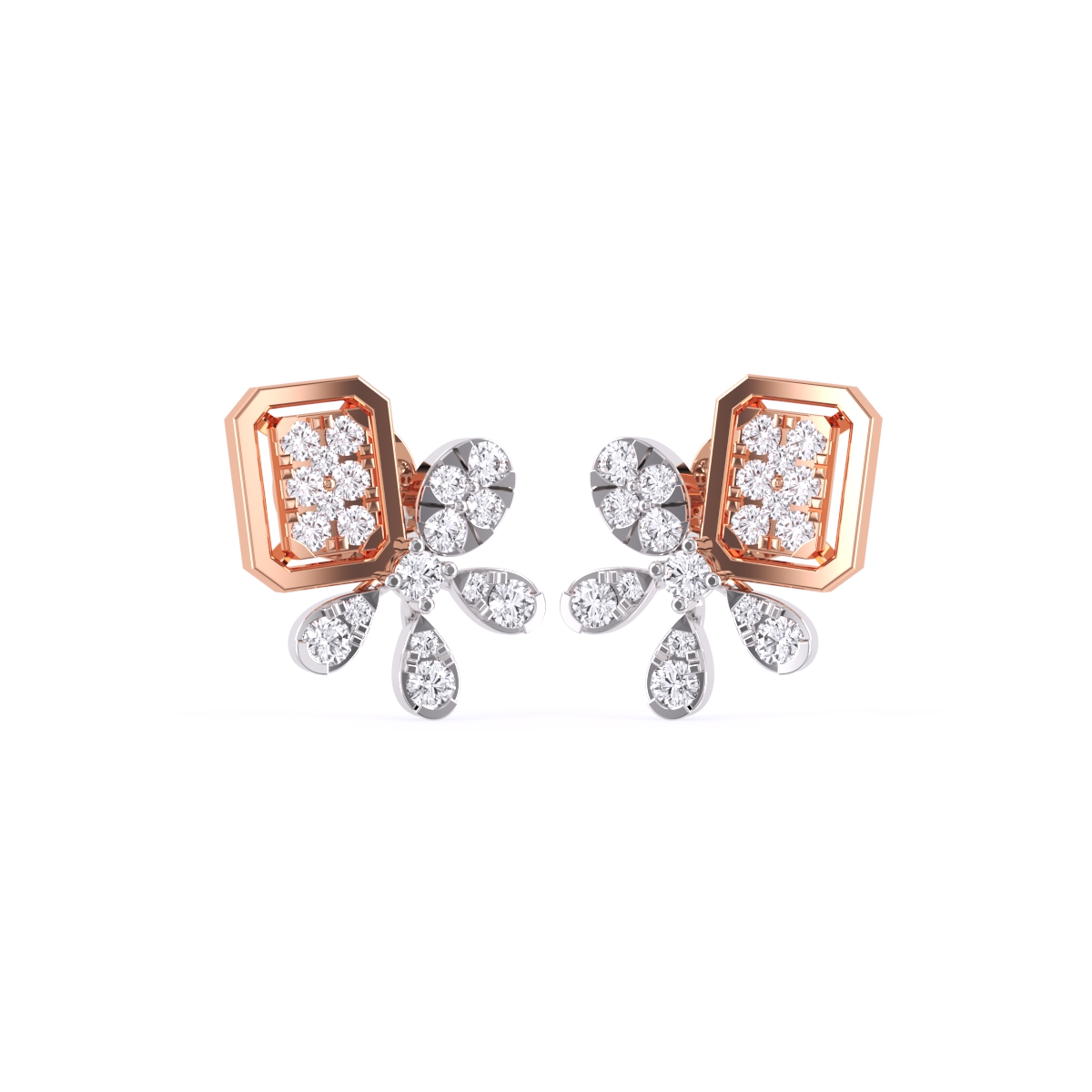 Blossom Flower Diamond Studs Earrings